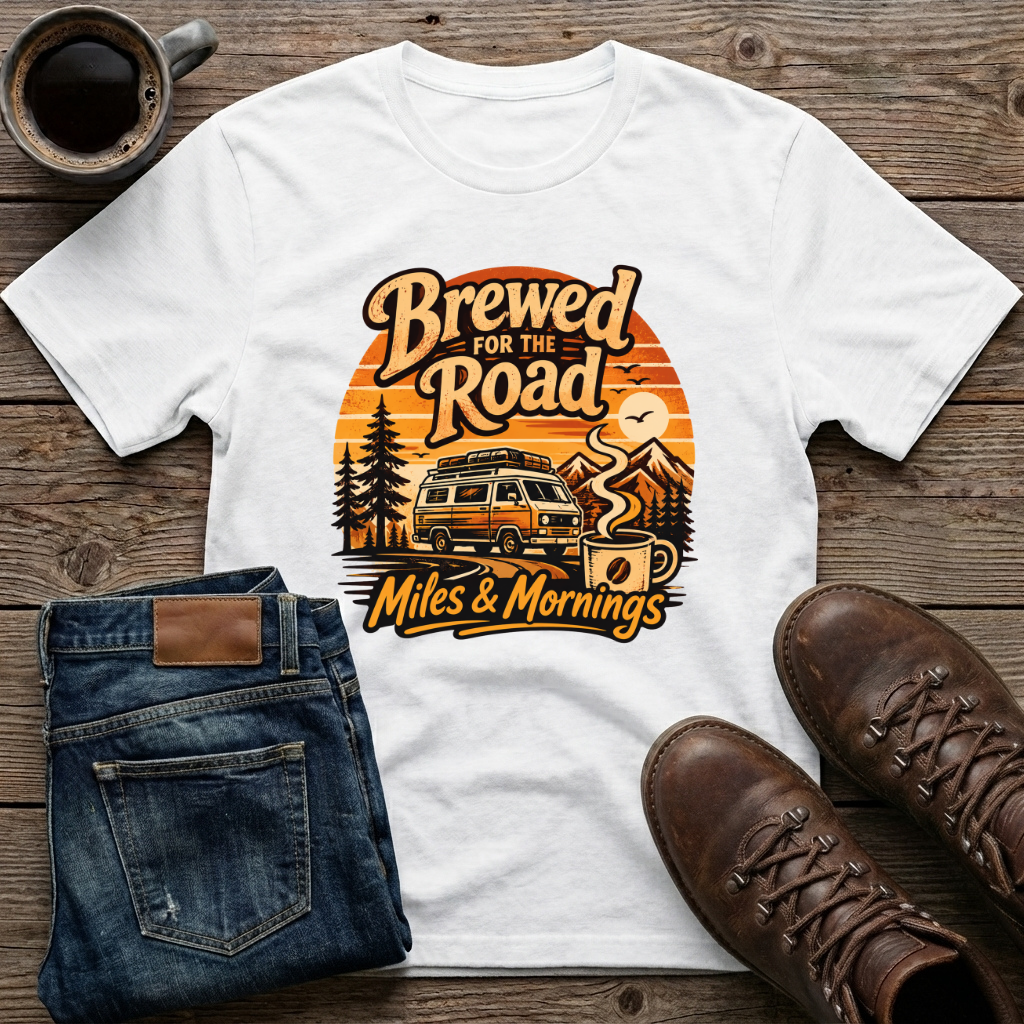 Brewed For The Road Miles & Mornings T-Shirt