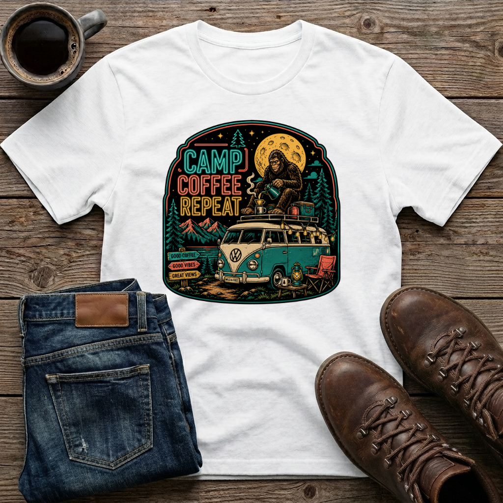 Camp Coffee Repeat 3 T-Shirt