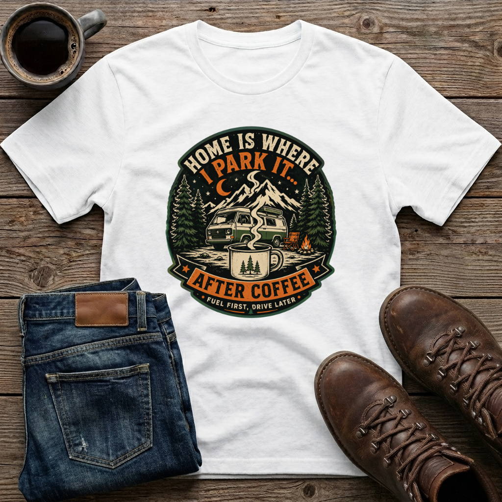 Home Is Where I Park It After Coffee T-Shirt