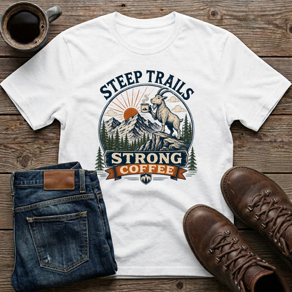 Steep Trails Strong Coffee T-Shirt