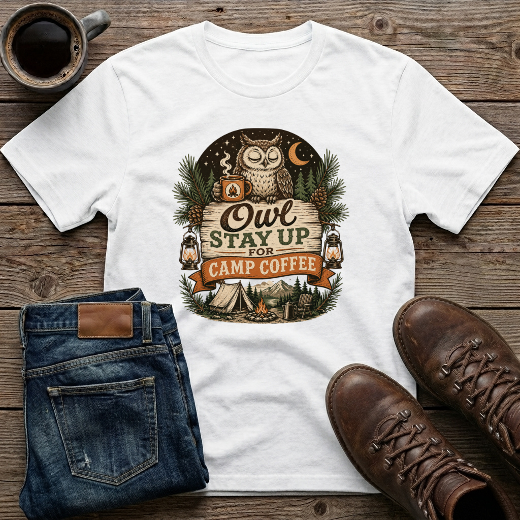 Owl Stay Up For Camp Coffee T-Shirt