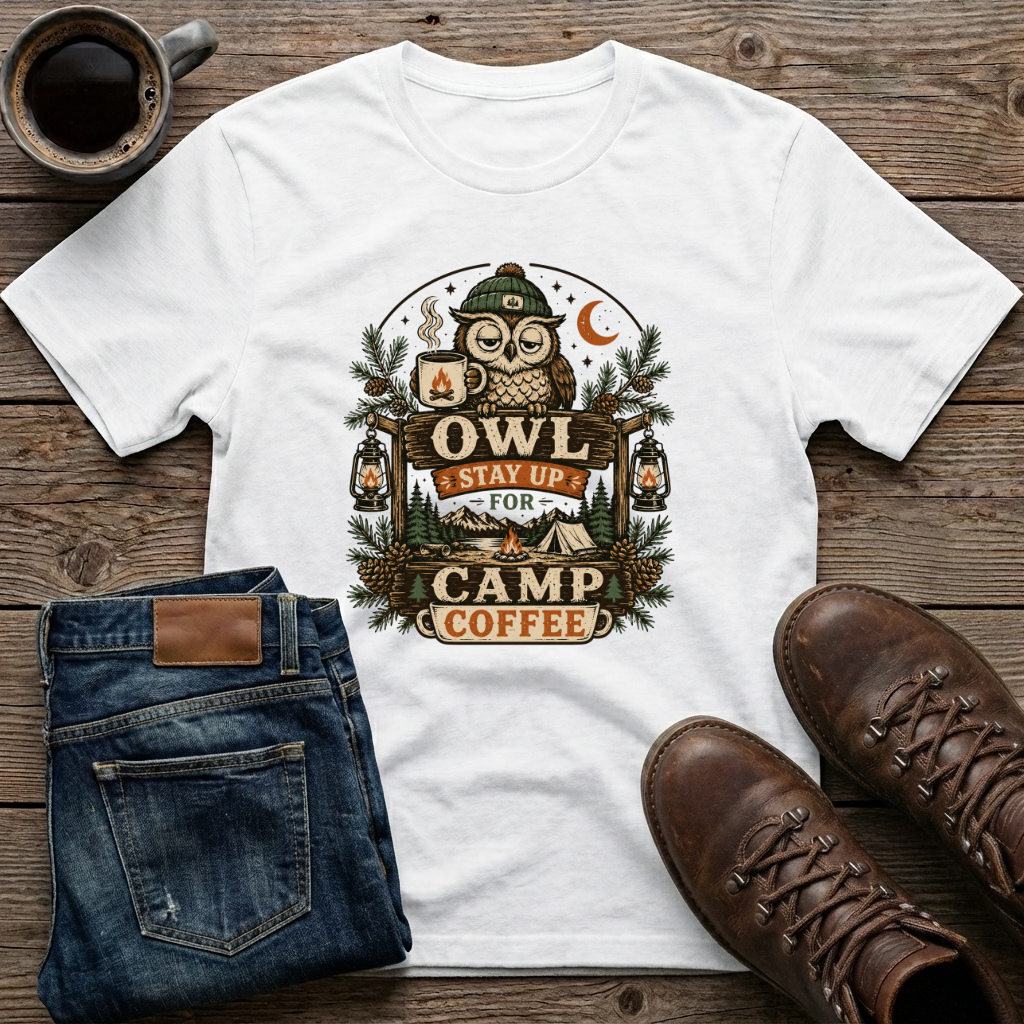 Owl Stay Up For Camp Coffee 2 T-Shirt