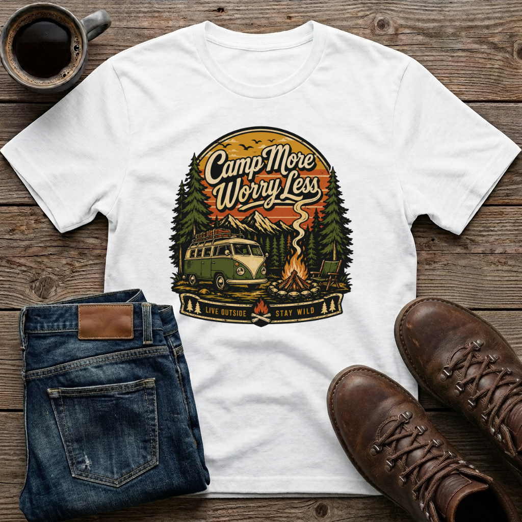Camp More Worry Less Live Outside Stay Wild T-Shirt